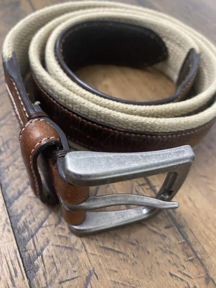 Cinturón de cuero marrón y lona tostada Columbia para hombre talla 40 ropa deportiva Foto 2 de 4