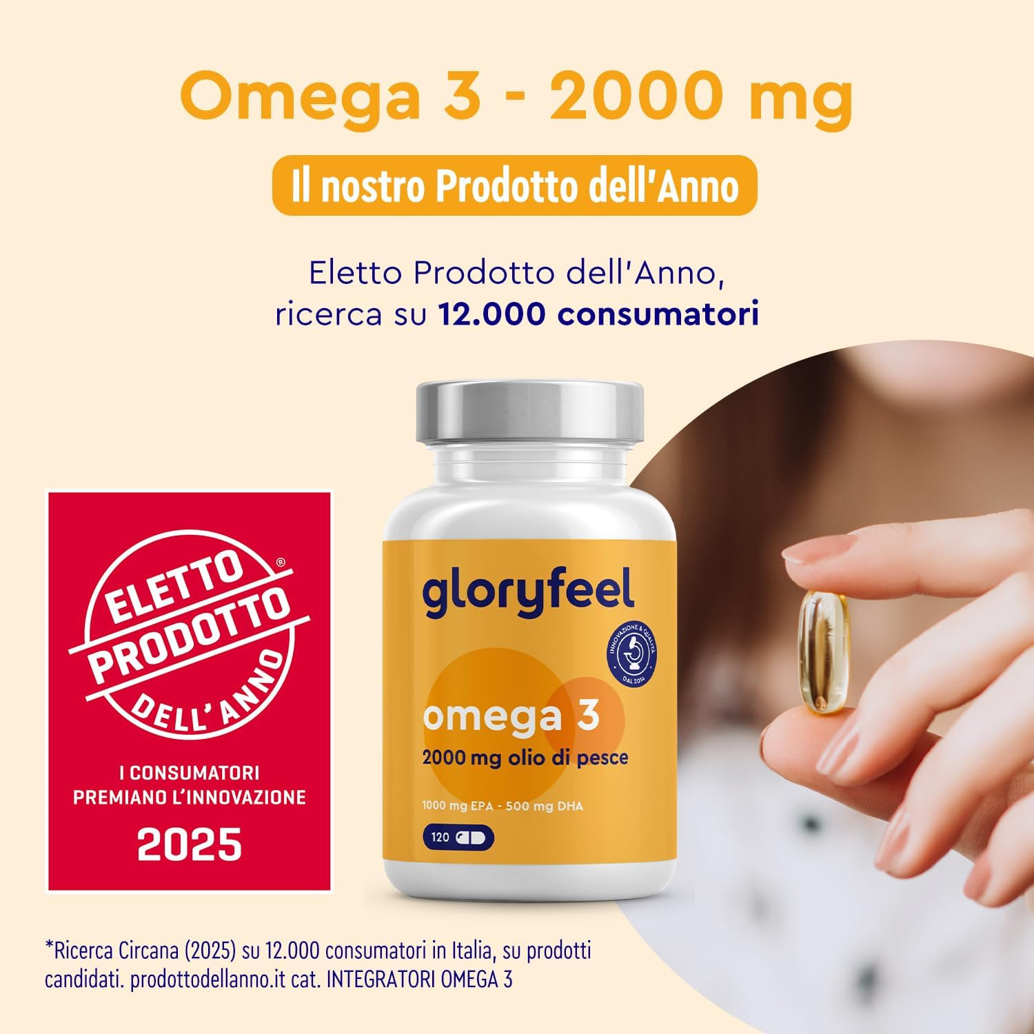 Omega 3 2000mg Ultra-Concentrato - Prodotto dell'Anno 2025 - 1.5g O3 - 2