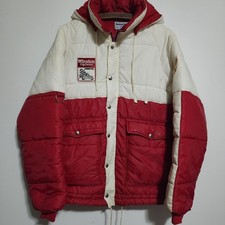 VTG 80s WINSTON CUP SERIES NASCAR Puffer Jacket Swingster Made in USA Red White