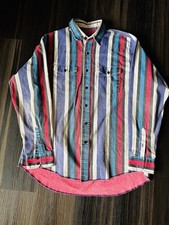 Vintage Wrangler Men's Striped Brushpopper Button-Up Shirt 17.5-36 XL 