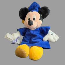 Vintage Disney - Mickey Mouse Graduation Plush Doll - Blue Cap Gown - 11" - NWOT