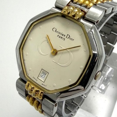 Christian Dior Octagon Gold Two-Tone White Quartz Watch Japan