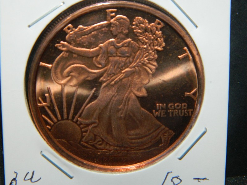 5-1 ounce 2011 One AVDP .999 Copper Round w/Walking Liberty Obverse Design