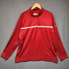 Nike Golf Therma Fit Men Large Red Tour Performance Long Sleeve 1/4 Quarter Zip