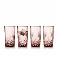 Lyngby Glas Highballglas Sorrento 4Er Set, LongdrinkgläSer, Glas, Pink, 380 Ml