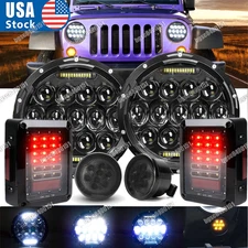 7" LED Round Headlight Tail Light Turn Signal For Jeep Wrangler JK Set NEWEST