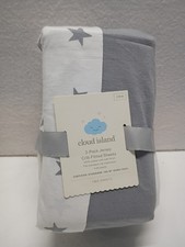 Fitted Jersey Sheet Crib Set Cloud Island 2 Pack Dark Gray  White Stars Freeshi