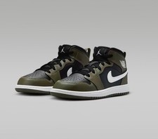 Nike Air Jordan 1 Mid GS Black White Medium Olive Green DQ8423-092 Size 5.5