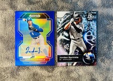 Jordan Sprinkle 2021 Prizm Draft Picks Blue Auto SP /99 Bowman Platinum Ice Holo