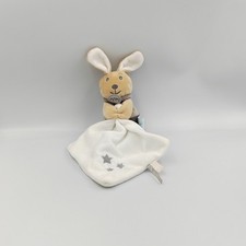 Doudou lapin beige blanc gris Perlim mouchoir Baby nat - 29691
