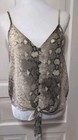She+Sky Snakeskin Print Button Down Camisole Top Tie Hem Festival Woman S(1513)D