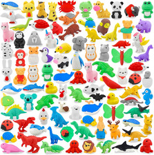 Animal Erasers for Kids 100 Pack Desk Pets Erasers for Kids Classroom Prizes,Eas