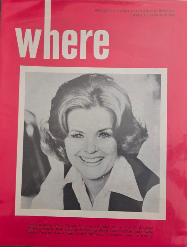 Where Magazine Houston Texas March 10 1973 Marjorie Lord Cover