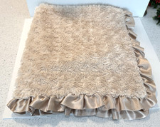 Max Daniel Baby Blanket Satin Soft Brown Rosebud Flower with Ruffle USA Made