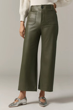 NWT Anthropologie Holly Green Maeve Colette Cropped Wide-Leg Pants: Faux-Leather
