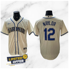 Men's Mariners #12 Josh Naylor Cream City Connect Cool Base Jersey Stitched Red