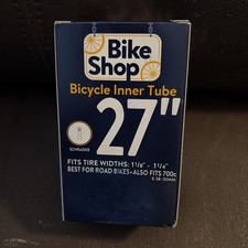 Bike Shop -- 27" Bicycle Inner Tube -- Tire Width 1 1/8 to 1 1/4 -- Schrader
