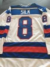 DAVE SILK AUTOGRAPHED  1980 OLYMPIC JERSEY  J.S.A. AUTHENTICATED