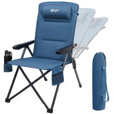 Reclining Camping Chair with Adjustable Back Folding Camp Recliner for Adults...