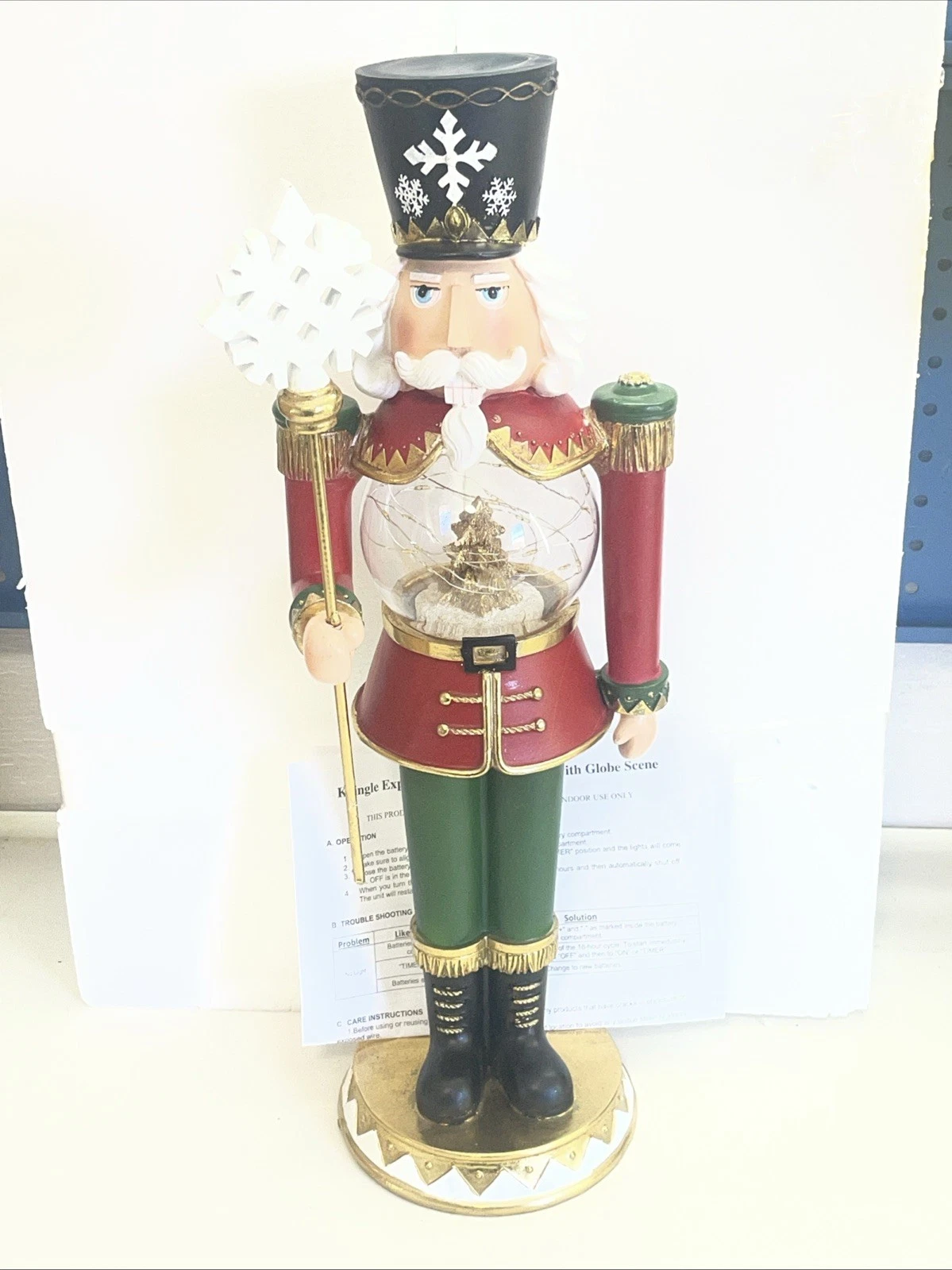 19” Kringle Express Tabletop Nutcracker With Lit Globe Scene, Lighted, New