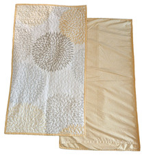 Reversible Quilted King size Pillow Shams Yellow Gray White Medallion Pair