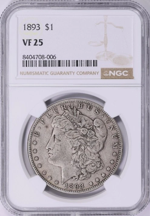 VF 25 Graded 1893 Year Morgan US Dollars (1878-1921) for sale | eBay