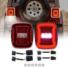 For 1997-2006 Jeep Wrangler Red Led Tail Lights Brake Parking License Plate Lamp