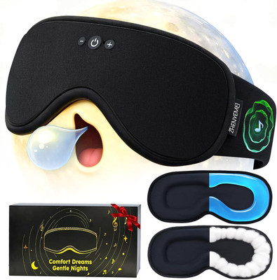 Weighted Bluetooth Sleep Mask with Removable Hot & Cold Gel Insert, 3D Blackout