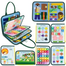 Montessori Busy Board Book for Toddlers Sensory Learning Travel Activity