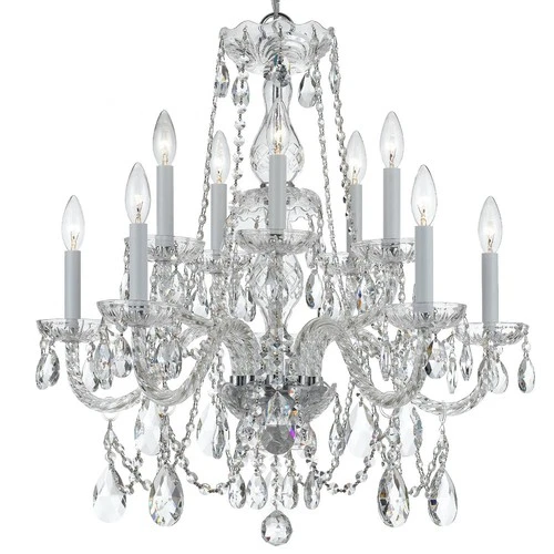 Traditional Crystal 26"W Polished Chrome 10-Light Chandelier - Picture 3 of 5