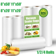 Giant Rolls 8"x50' 11"x50' 8x20 Vacuum Sealer Bags Food Saver Embossed Bag 4 Mil