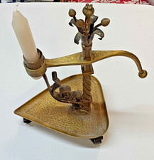 Ornate vintage antique brass chamerstick candle holder