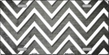 Gray White Chevron Rubbed Metal Novelty License Plate Tag Lp7059