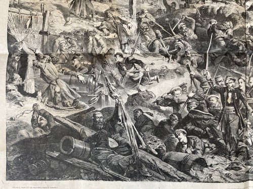 AFFICHE LE MONDE ILLUSTRÉ 1857 LA PRISE DE MALAKOFF D’APRÈS LE TABLEAU DE M.YVON - Picture 11 of 12