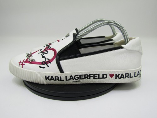 Karl Lagerfeld Slip On Sneakers Womens 10M Jessie Love From Paris Shoes Logo - Picture 3 of 12
