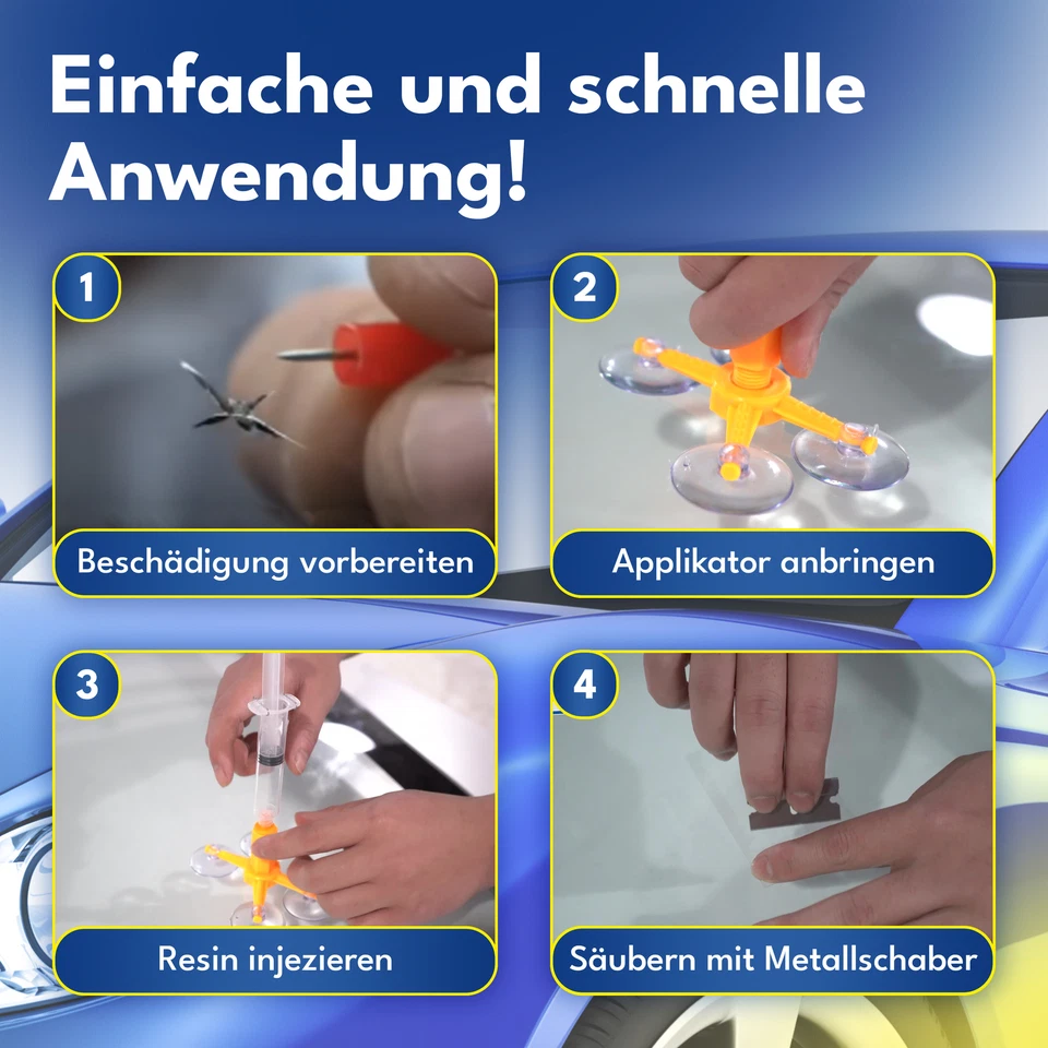 Glas Reparatur Set Auto Windschutzscheibe Steinschlag Komplett UV Flüssigkeit - Bild 3 von 4