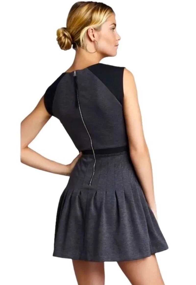 VETEMENTS Abito a pieghe Rebecca Taylor Ponte a maglia grigio antracite nero taglia 6