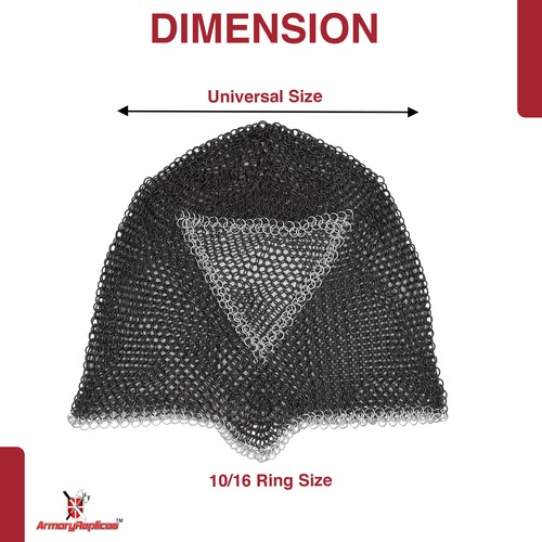 BATTLE READY CHAIN MAIL COIF MEDIEVAL RENAISSANCE CHAINMAIL HOOD ARMOR -6 Colors - Picture 37 of 41