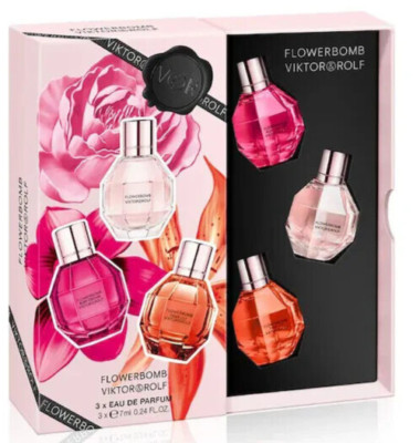 3 Pc Viktor & Rolf Mini Perfume Set Flowerbomb, Ruby Orchid, Tiger Lily, NIB