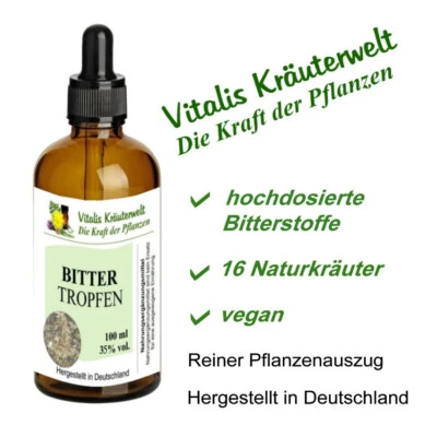 VITALIS-KRÄUTERWELT Bittertropfen Tinktur 100ml 35%vol - Bitterstoffe - Reiner Pflanzenauszug