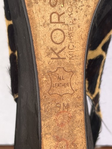 Michael Kors Platform Wedge Leopard Print Calf’s Hair Peep Toe Brown & Black - Picture 10 of 10