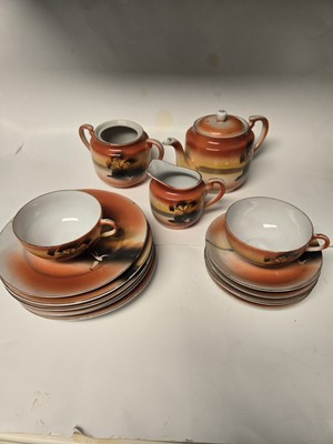 Vintage Noritake 18 piece Porcelain Tea Set Japan Hand Painted 