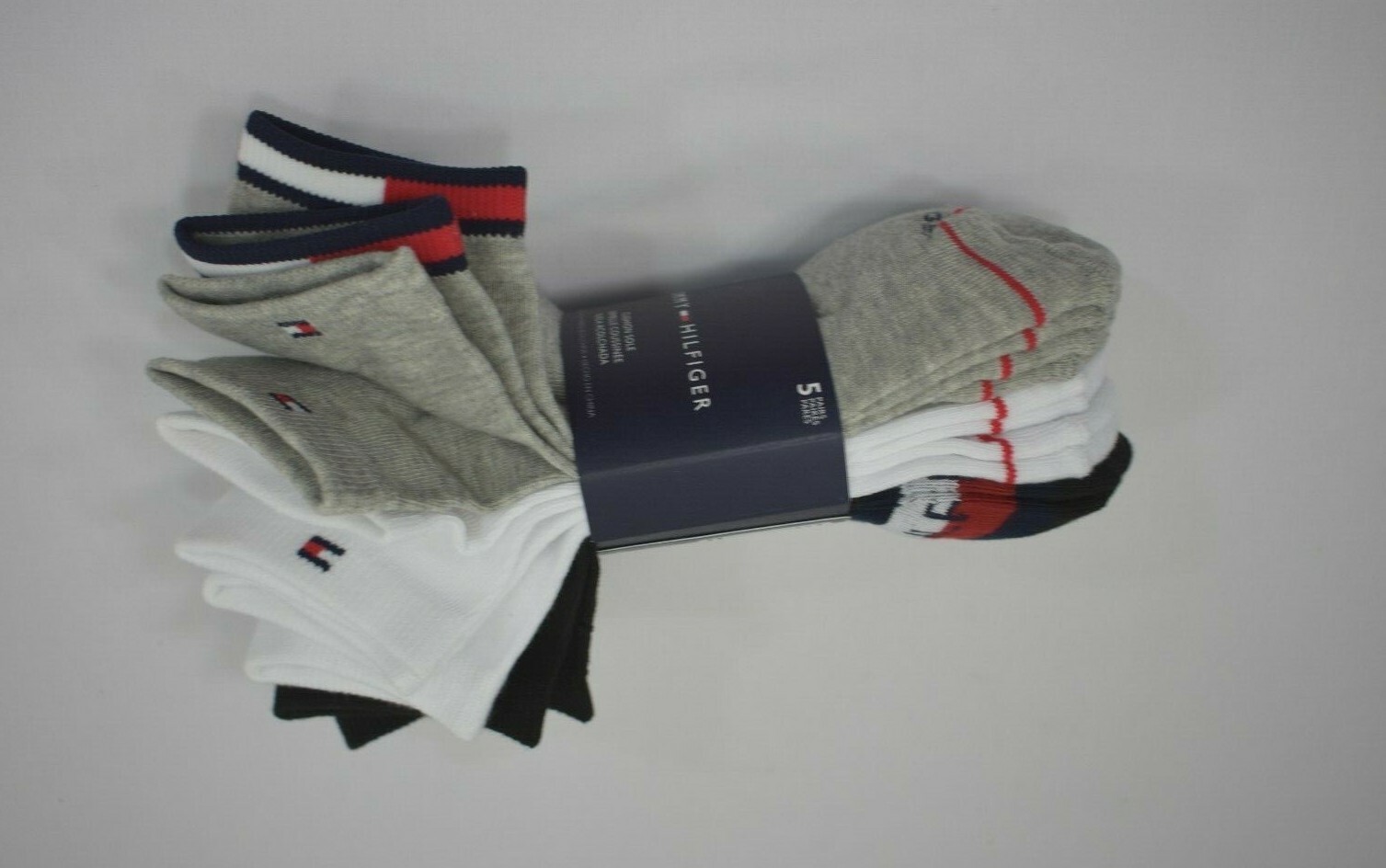 SAOLA Calze Tommy Hilfiger uomo confezione da 5 suola ammortizzata no show nuove con etichetta