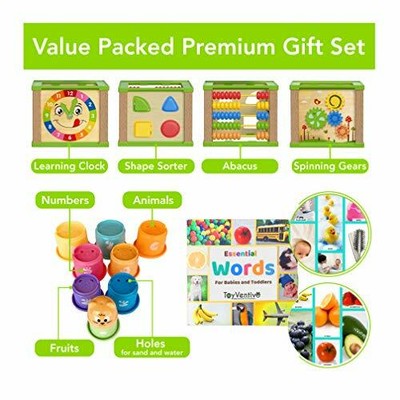 toyventive wooden kids baby activity cube girls gift set 1st birthday gifts toys for 1 one