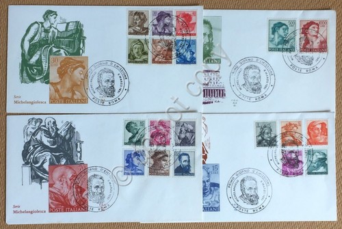FDC ALA - Italia 1961 - Serie Michelangiolesca - annulli figurati - 4 non viagg.