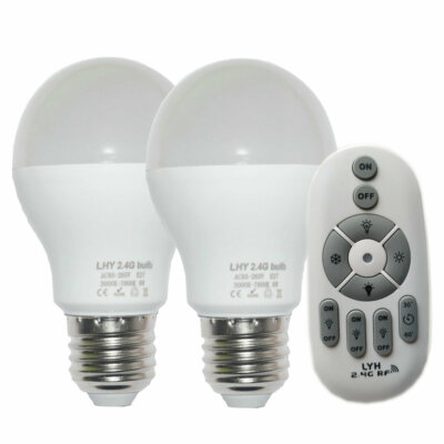 E27 6W Smart LED Light Bulbs Dimmable With 2.4GHz 3-Zone Wireless Remote Control