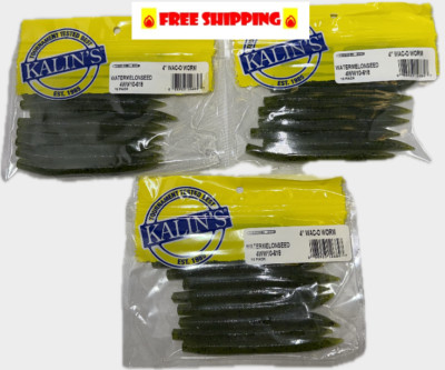 KALIN'S NED RIG 4'' WACO WORM 10 PK WATERMELONSEED LOT OF 3 FREE SHIP (NOT Z-MAN)