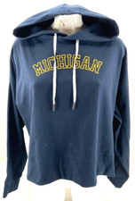 NEW Michigan Wolverines UM Champion Navy Long Sleeve Hoodie Sweatshirt Women's M