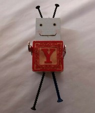 Upcycled Wood Burned ROBOT ornament NURSERY ART LETTER Y wall Decor