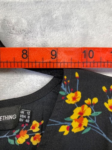 Pretty Little Thing Dress Womens Size 12UK Black Floral Zip Back - Picture 8 of 17